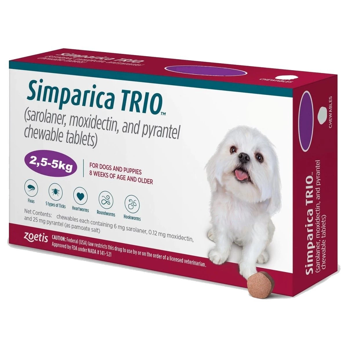 Simparica Trio for Dogs 6mg - 6 Pack Simparica Trio For Dogs 6mg - 6 Pack -Healthy Pets Shop simparica trio dog 2.5 5kg 1