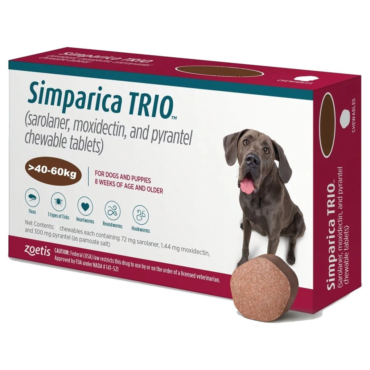 Simparica Trio for Dogs 72mg - 6 Pack Simparica Trio For Dogs 72mg - 6 Pack -Healthy Pets Shop simparica trio dog 40 60kg 1